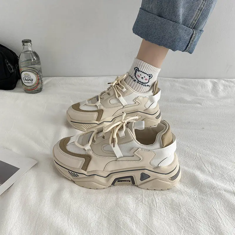 Fashion Patchwork Woman Vulcanize Shoes 2023 Spring Autumn Platform Sneakers Breathable Ladies Footwear Casual Ladies Footwear
