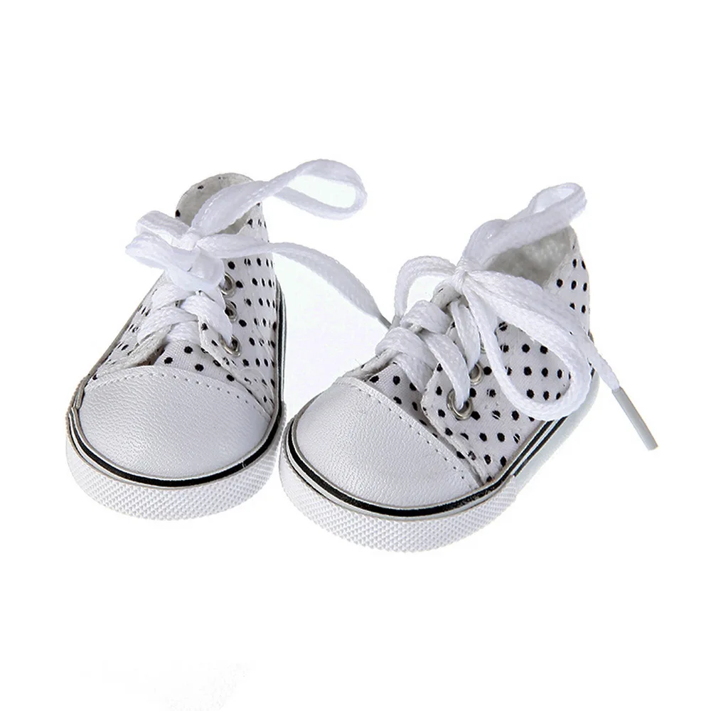 7CM Lace Up Shoes Suit for 43cm Height Doll White Black Blue Rose-red Sneakers Shoes Fit 18 Inch American Baby Dolls Gifts