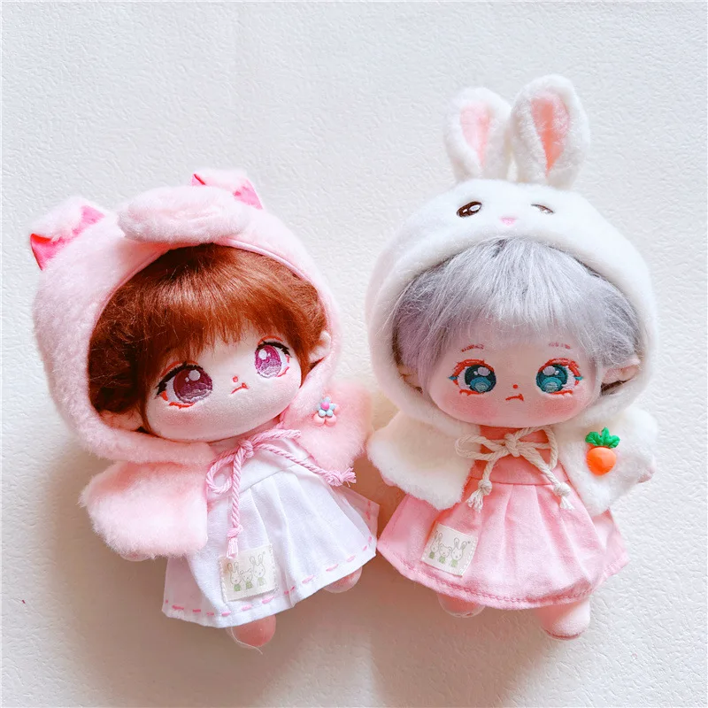 Doll Clothes for 20cm Fluffy Animals Bunny Panda Suit Cute DIY Clothes Accessory for Idol Dolls for Kid Fans Girls Birthday Gift