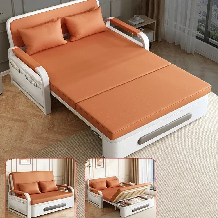 

Apartment Furniture Sleeper Sofa Chair Recliner Lounge Couches Metal Frame Foldable Sofa Cum Bed Storage Modern Folding Sofa Bed