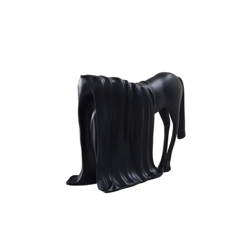 

Black and white abstract horse ornament, living room entrance designer decoration