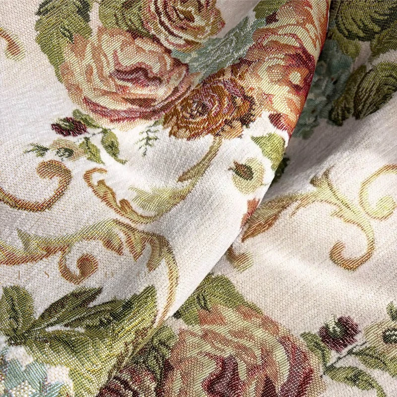 Van Gogh's Impression Retro American High-end Chenille Yarn-dyed Thickened Blackout Curtains for Living Dining Room Bedroom