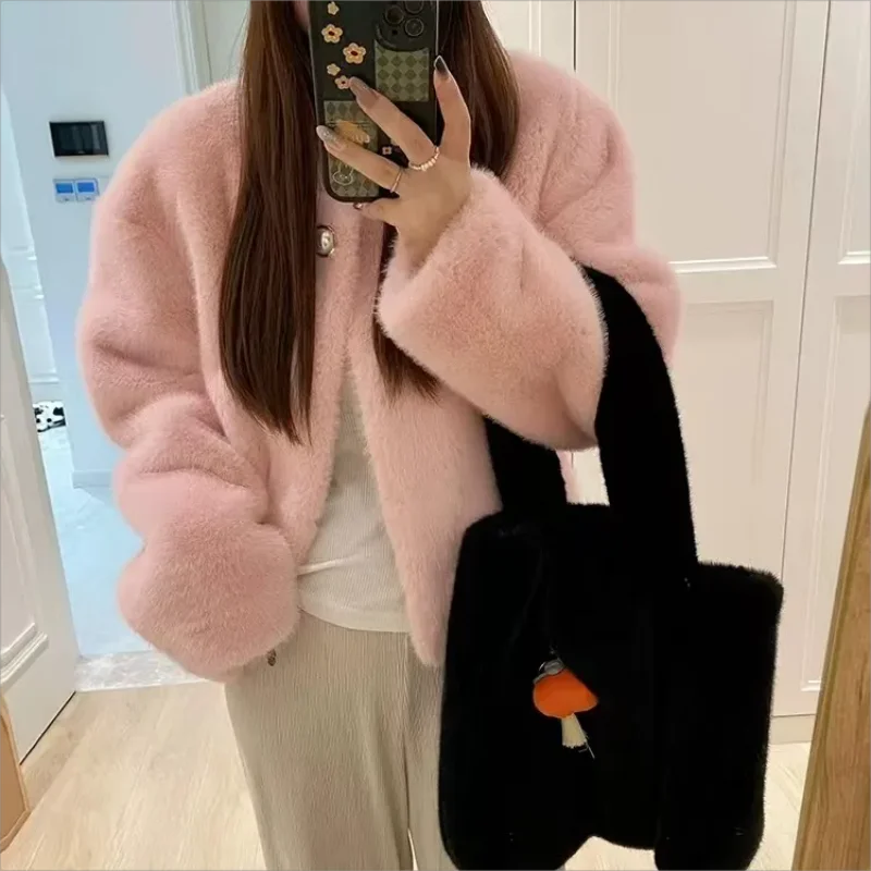 2024 Autumn Winter Women Fur Coat Thickening Fashion Casual Coat Imitation Rabbit Fur Short Luxury Short Fur Coat