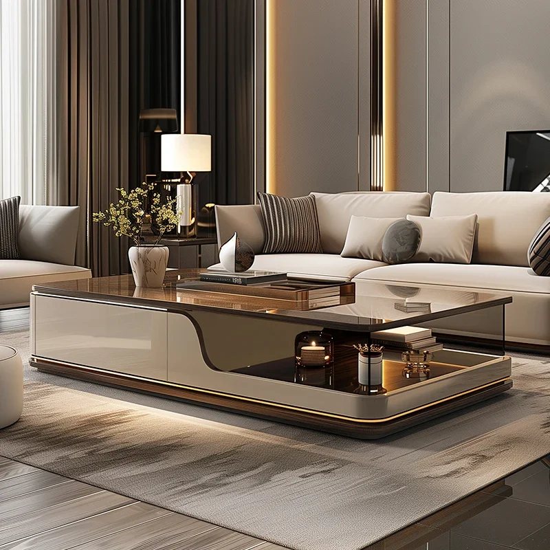 

Luxury Italian Designer Coffee Table Living Room Aesthetic Unique Home Coffee Table Space Saving Tavolino Soggiorno Furniture