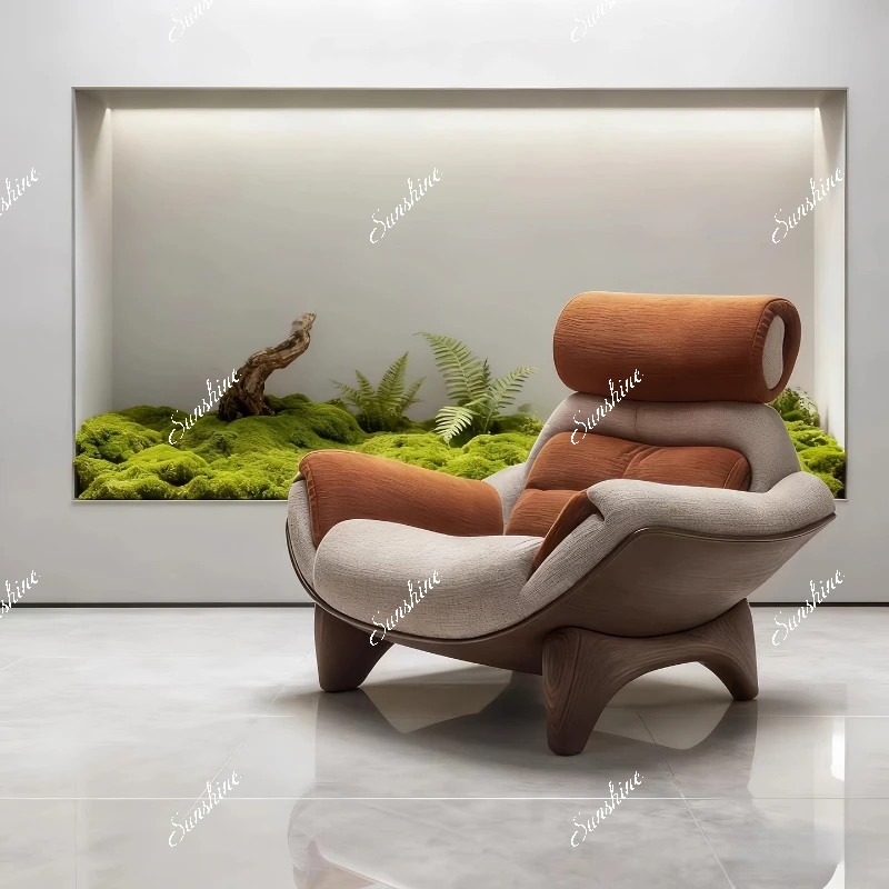 

New Chinese lazy solid wood sofa chair living room leisure armrest recliner