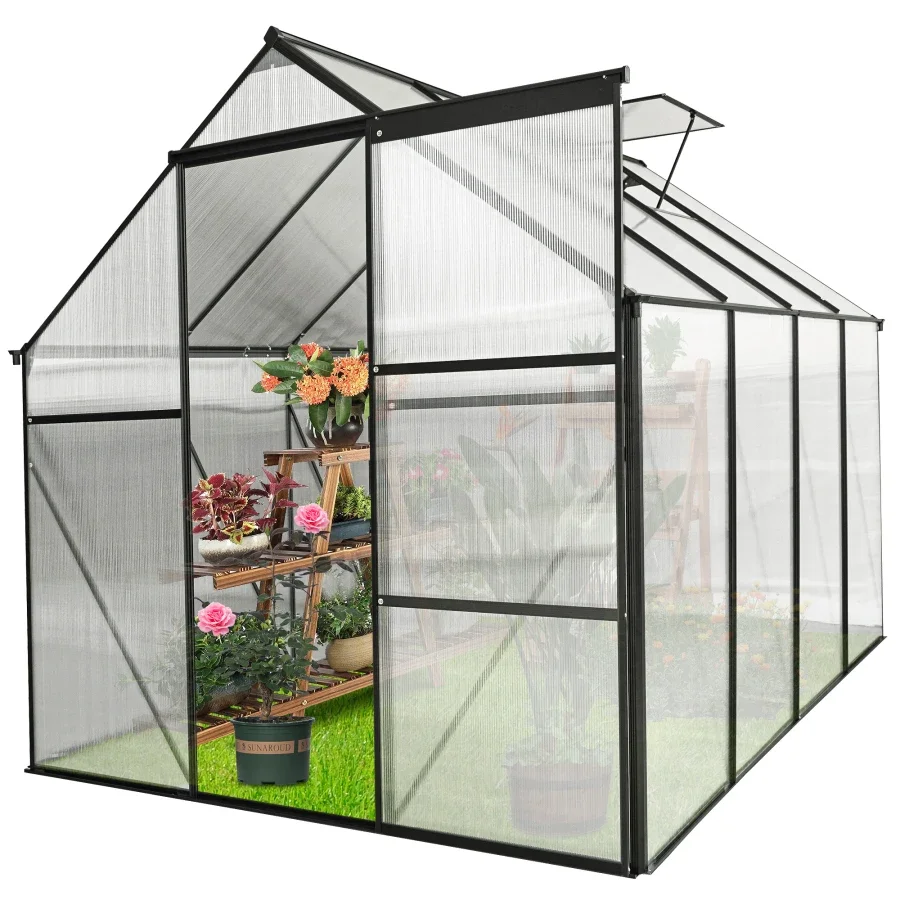 

6x8 FT Polycarbonate Greenhouse Raised Base and Anchor Aluminum Heavy Duty Walk-in Greenhouses for Outdoor Backyard in All Seaso