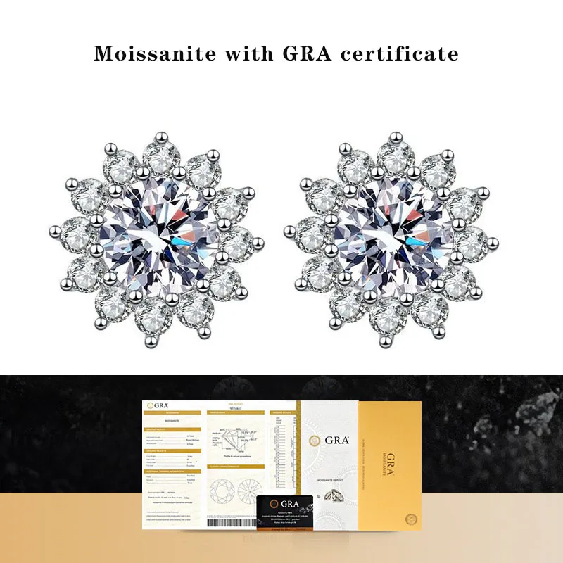 

Luxury D Color Moissanite Earrings 925 Sterling Silve Earring for Women Wedding Party Fine Jewelry