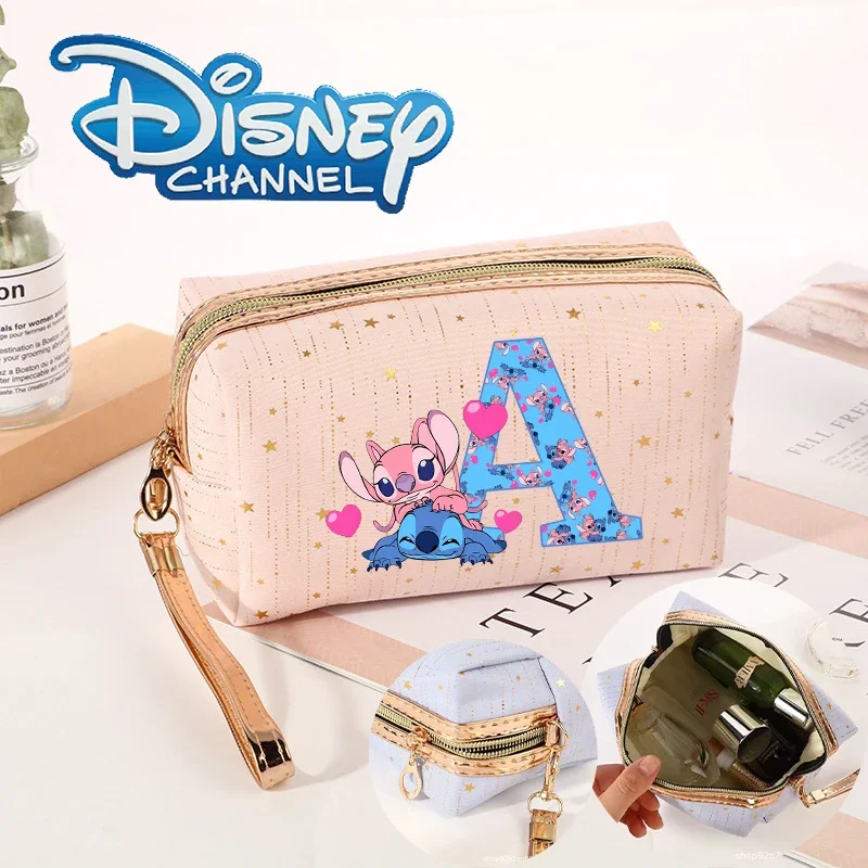 Disney Stitch Cosmetic Bag Rain Bronzing Star Storage Bags for Women Stich Portable Travel Solid Color Zipper Small Makeup Gifts