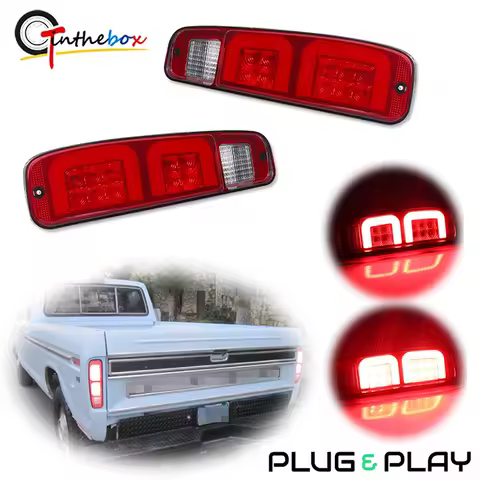 For Ford Bronco, E100 E150 E250 E350, F100 Truck, F150 Truck, F250 Truck, F350 Truck Rear Tail Brake Lights Red LED