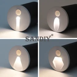 SANDIY Led Stair Light Motion Sensor Step Lighting 45mm Round Wall Sconce Lamp Recessed Nightlights for Bathroom Corridor IP65