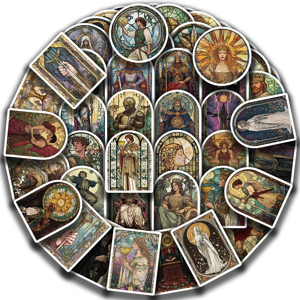 10/30/50 قطعة الكرتون خمر الزجاج التارو بطاقات ملصقات الجمالية DIY بها بنفسك سجل القصاصات الهاتف المحمول الغيتار مضحك الكتابة على الجدران الشارات التعبئة #1