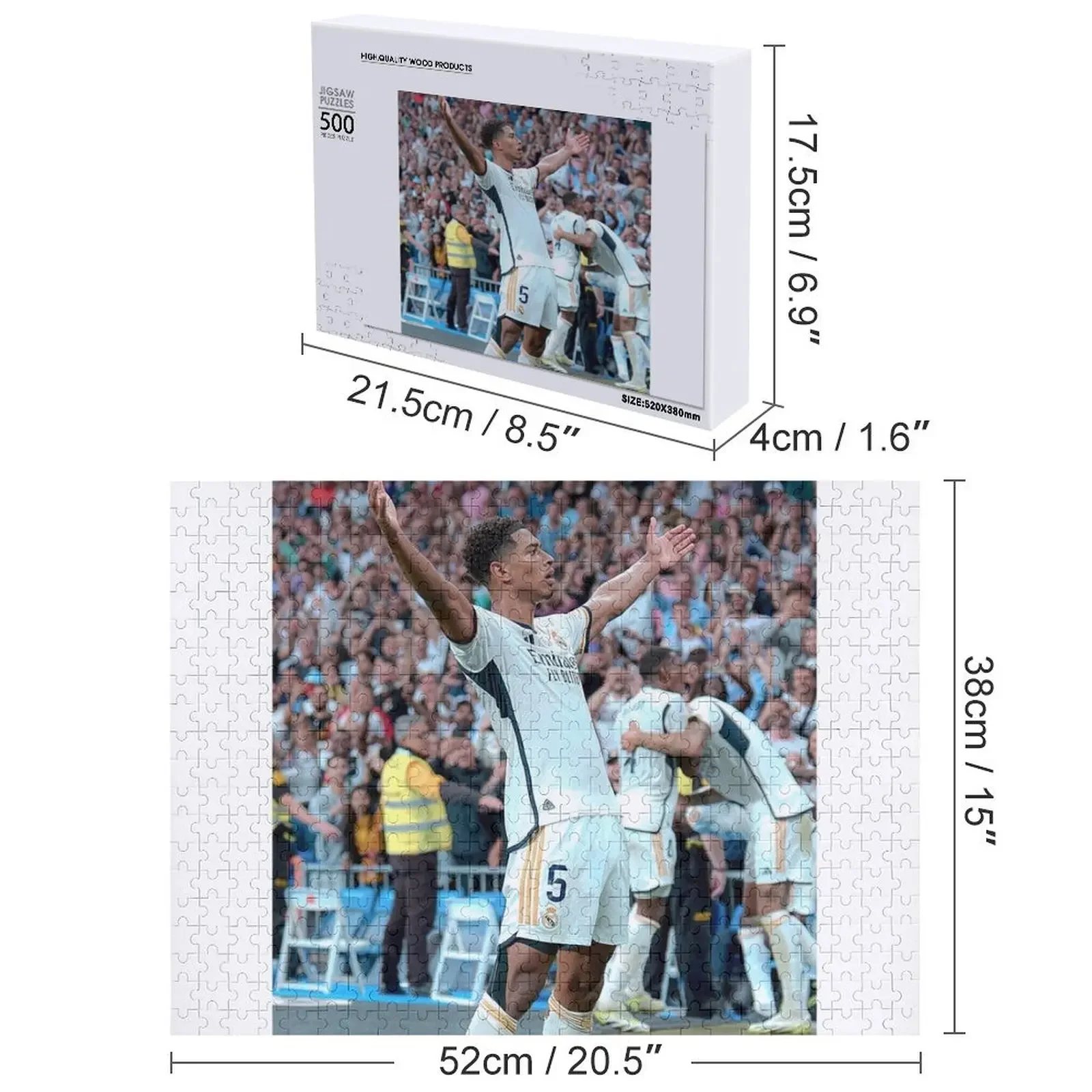 Bellinghamm-Puzzle personnalisé avec nom, image personnalisée, décor en bois, personnalisé