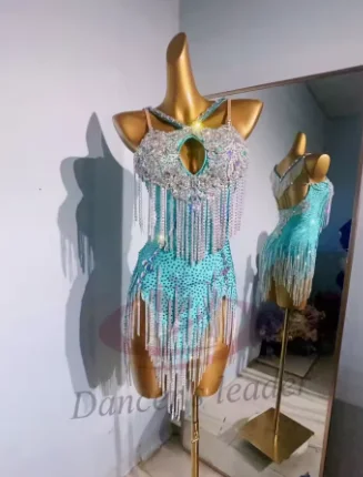 Vestido de baile latino para adultos y niños, con pedrería AB, de alta gama, personalizado, ropa de tango Cha Hei Chi, en stock, compra y envío inmediatos