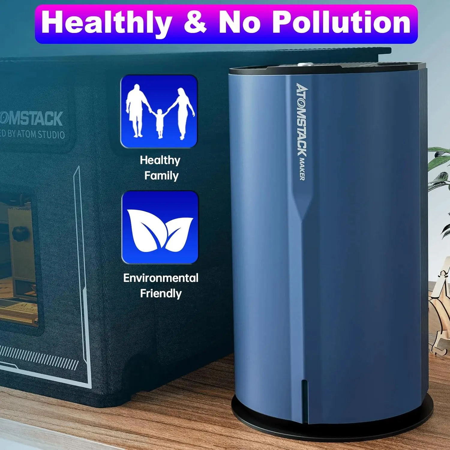 ATOMSTACK D2 Air Purifier For Laser Engraver Air Purification 8 Filter Layers 99.97% Filtration Odors Smoke For FB2 Enclosure