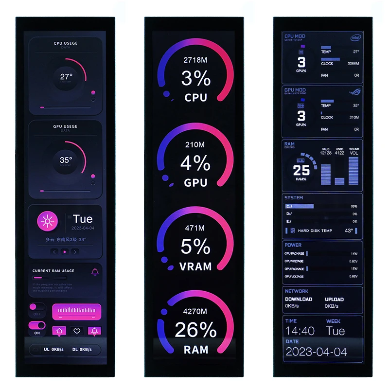 8.8 Inch IPS Secondary Screen Tpye-C CPU GPU RAM Computer Monitoring USB Turing Smart Screen Chassis Use TURZX Software