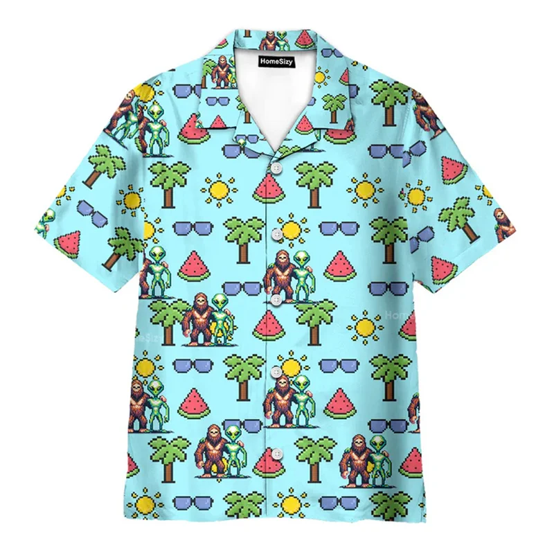 

Fashion Summer Leisure Print Shirts Men's Clothing Tropical Plant Pattern Popular Streetwear Breathable Button Lapel Blouse 2025
