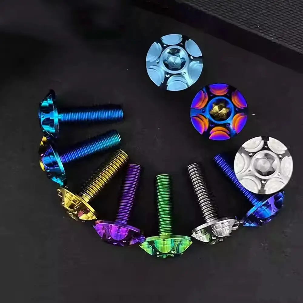 Durable Titanium Titanium Bolts M5/M6 x15mm Multi Color Decorative Bolts Inner Plum Shape Motorcycle Screw