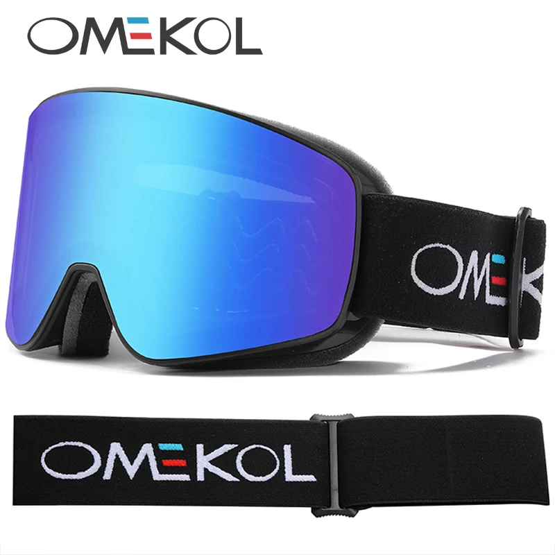 OMEKOL العلامة التجارية الجديدة طبقات مزدوجة مكافحة الضباب نظارات التزلج الرجال النساء الثلوج على الجليد نظارات الثلج قناع الرياضة في الهواء الطلق نظارات