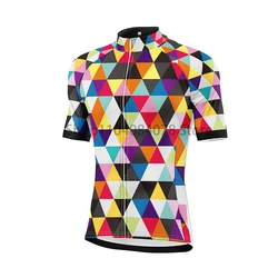 Men's High Viz Color Triangles Short Sleeve Cycling Jersey Bike Shirt Colored Triangle Riding Clothing Wear