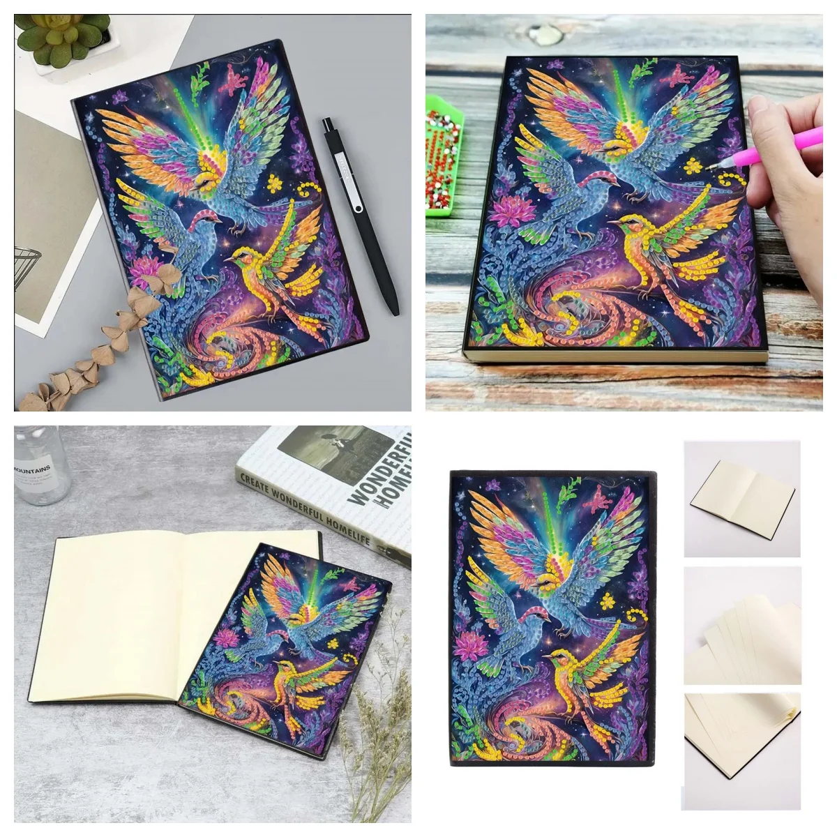 Diamond Painting DIY handicraft kit bird, elephant pattern leather female adult Diamond Painting Diary Sketch Book Kit