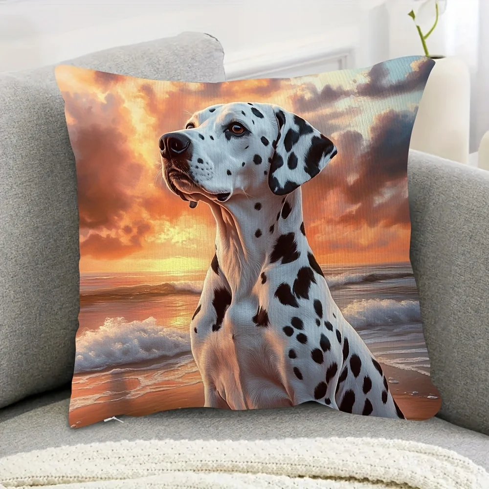 Beautiful Dalmatian Dog Portrait Throw Pillow Cushion for Sofa Home Decor Pet Lover Gift