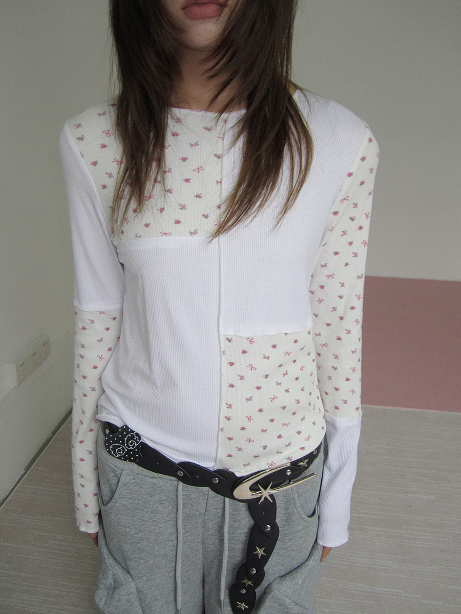 

Свободная лоскутная основа Long Sve с цветочным принтом irt, универсальный корейский дизайн, дышащая смесь хлопка и полиэстера для поездок на работу