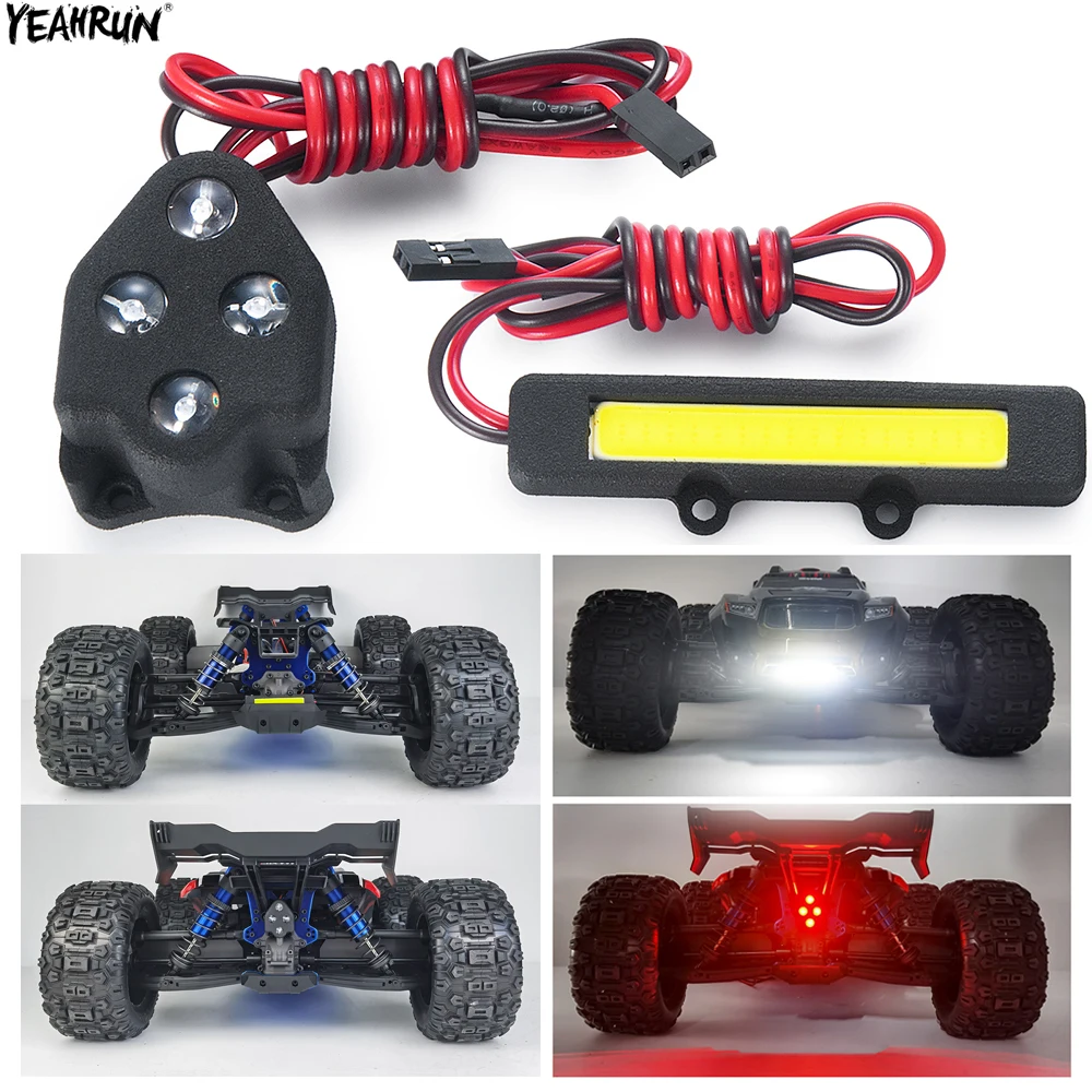 YEAHRUN Front Rear LED Light Spotlight Headlight Taillight Set For 1/8 Sledge RC Crawler Car Decoration DIY Parts