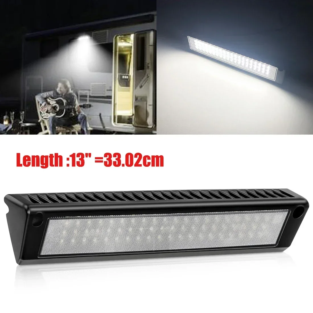 

12V/24V Dc Rv Porch Light 13" Exterior Led Flood Lighting Fixture White Light Exterior for Caravan Camper Marine Boats Trailers