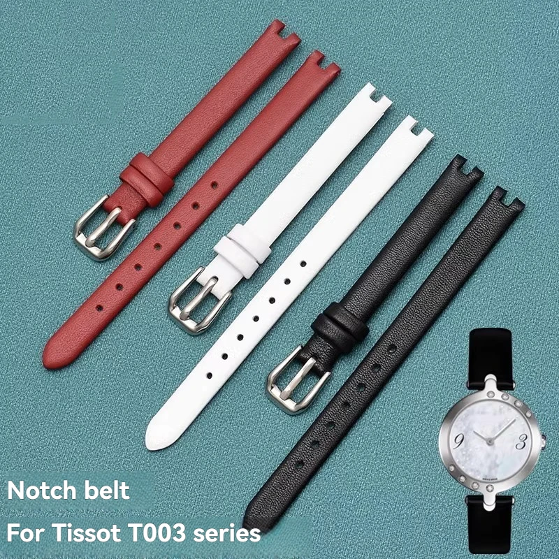Per Tissot 1853 cinturino con tacca serie Flamenco T003 cinturino da donna T 003209 Una catena per orologio 10x3mm 12x3mm Bracciale Rosso Nero Bianco
