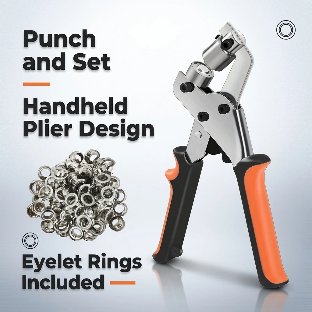 10mm Grommet Pliers Kit Tools Handheld Hand Press Metal Eyelet Hole Punch Plier for Leather Canvas Clothing DIY Tarp Ring