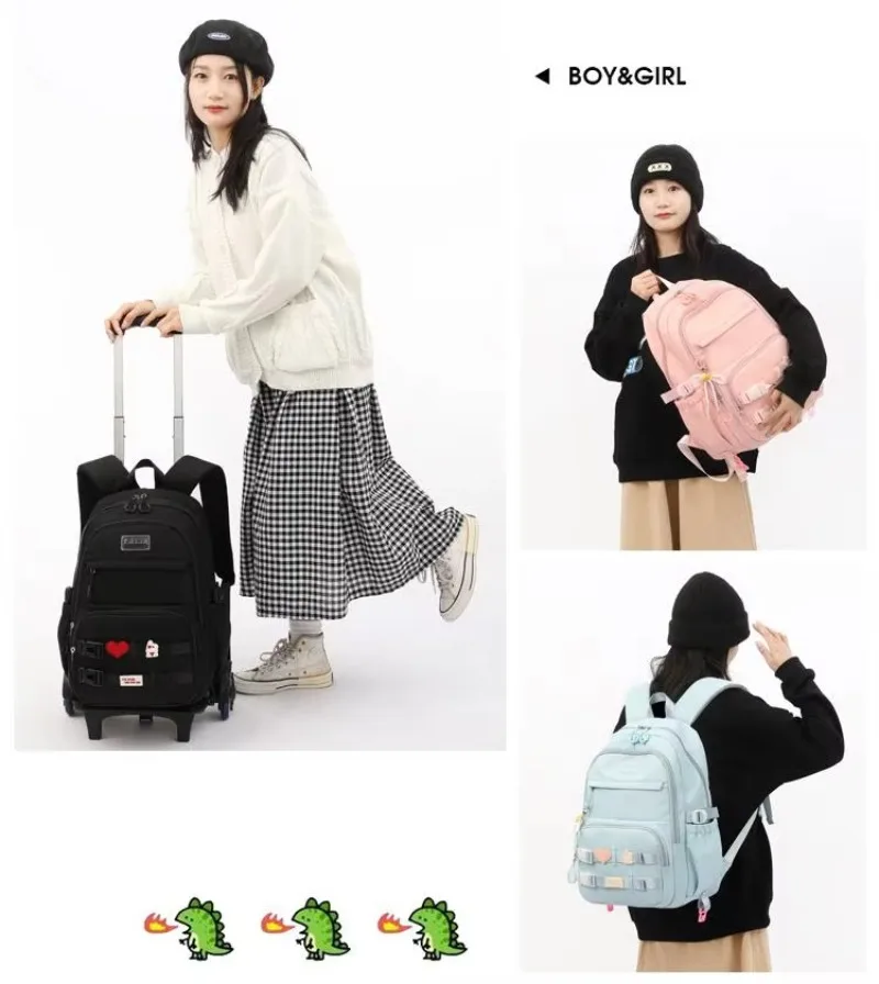 Mochilas con ruedas bonitas para niños a la moda, Mochilas escolares rosas con 6 ruedas de gran capacidad, Mochilas Con Ruedas Ninos