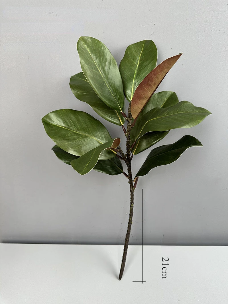 2pcs Artificial Magnolia Leaf Green Plant Floral Plastic Simulation Magnolia Branch Fake Plants Leaves Shopping Mall Decoration