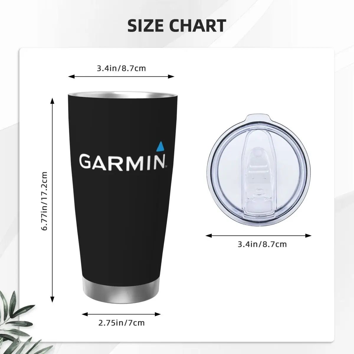 Official Garmin Original Merchandise Classic Stainless Steel Tumbler Vacuum Insulated Mug Thermal Cold Bottle Straw 20oz