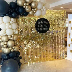 6-27 Pcs Light Golden Shimmer Wall Panels Sequins For Wedding Party Baby Shower Backgrounds Wall Decor Shimmer Laser Backdrops