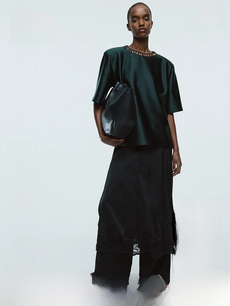 

H&M Женская зимняя футболка свободного кроя из полиэстера, спандекса, нейлона или све, цветная футболка H&M