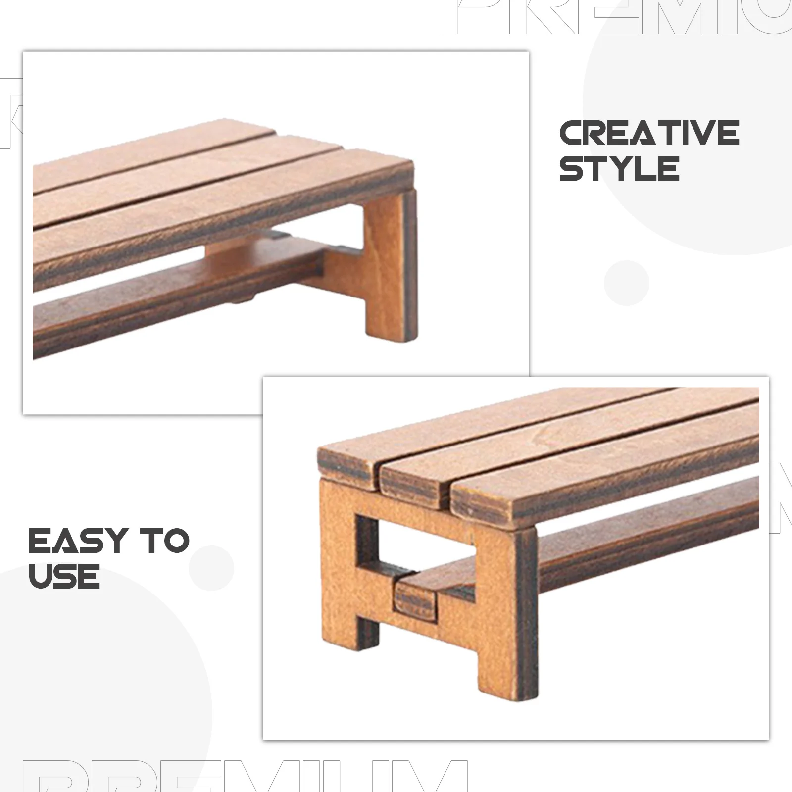 2 stuks houten miniatuurbank delicaat vakmanschap mini-huis opbergbank klein formaat decoratief meubelaccessoire