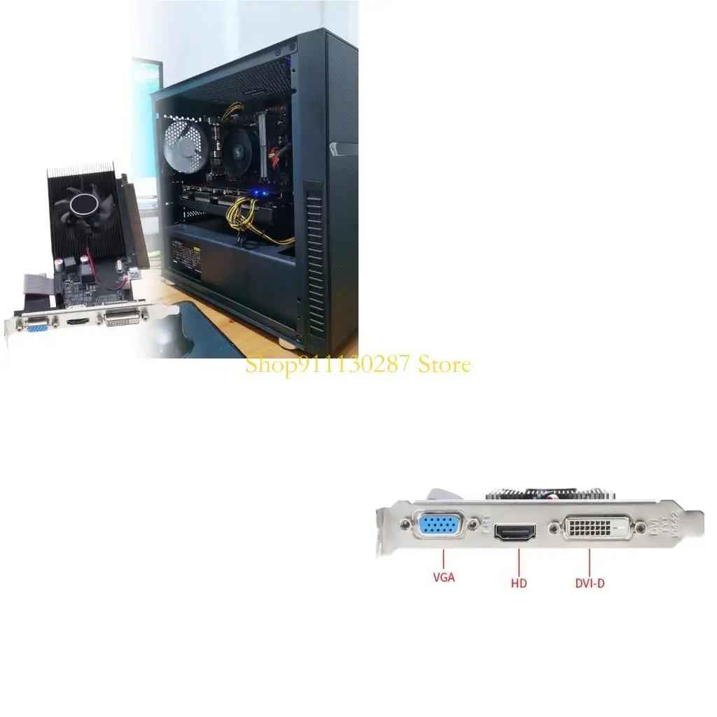 

J1HC 2GB DDR3 Graphics Card Desktop Gaming Video Card Low Profile Graphics Card with Cooling Fan Thermal Management
