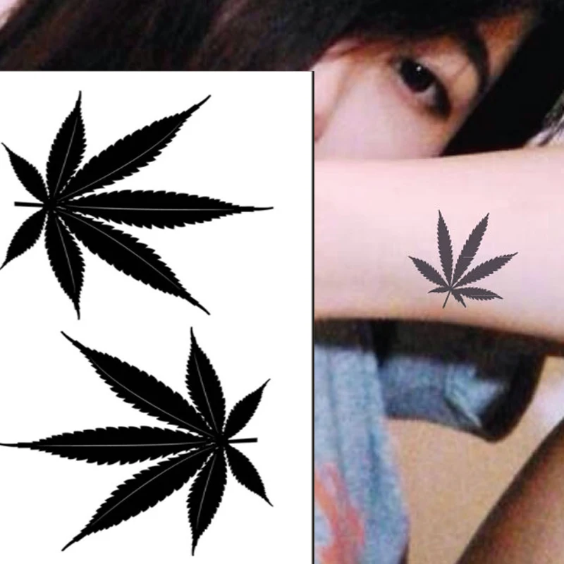 1pcs Waterproof Temporary Tattoo Sticker Black Maple Leaf Fake Tattoo for Women Men Body Art Shoulders Neck Arms Tatoo