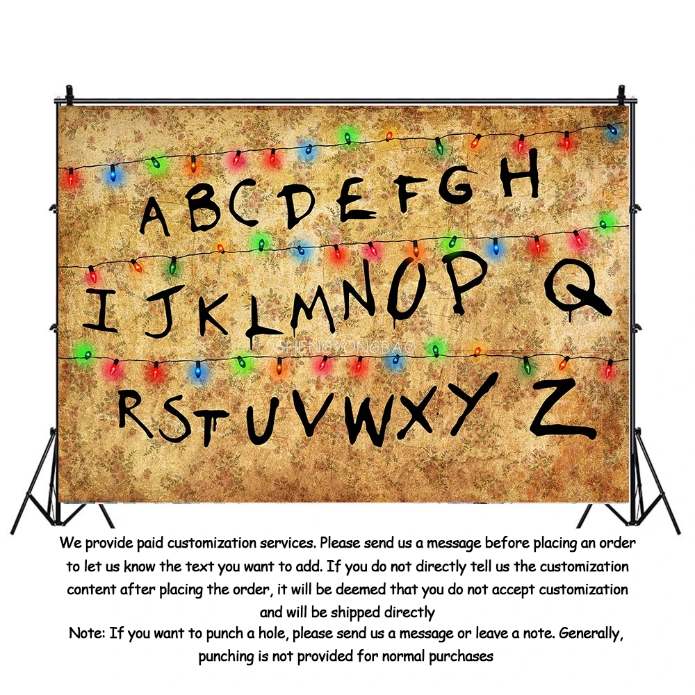 التلفزيون الأمريكي غريب خلفيات للتصوير الفوتوغرافي أضواء الأبجدية الحلقة سلسلة الفينيل راية حفلة استوديو الصور خلفية ZM-01