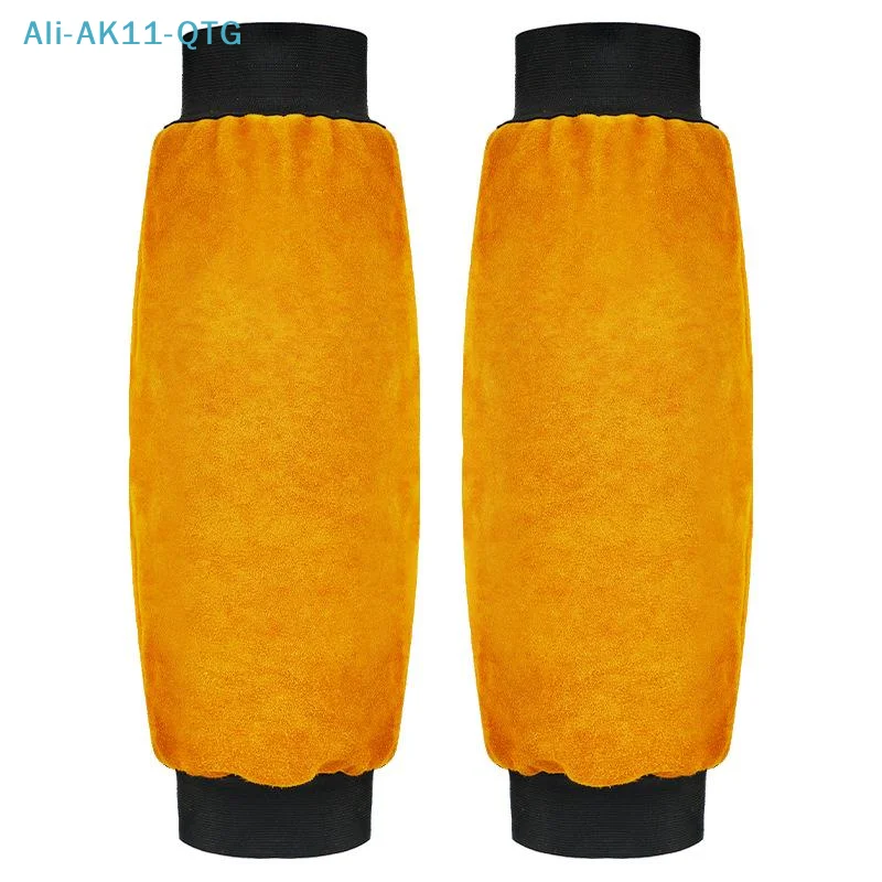 1Pair Portable Welding Arm Guard PU Leather Welding Sleeves Heat Resistant Flame Retardant Arm Protection For Industrial Work