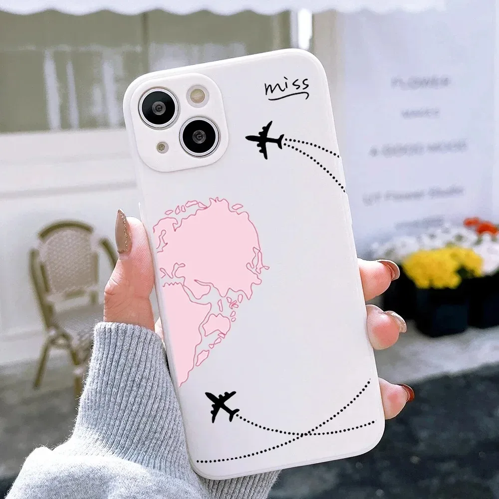 Couple Black and White Love Sun Moon Case For iPhone 17 16 15 14 Plus 13 12 11 Pro MAX 17 Air 16E Silicone Phone Case