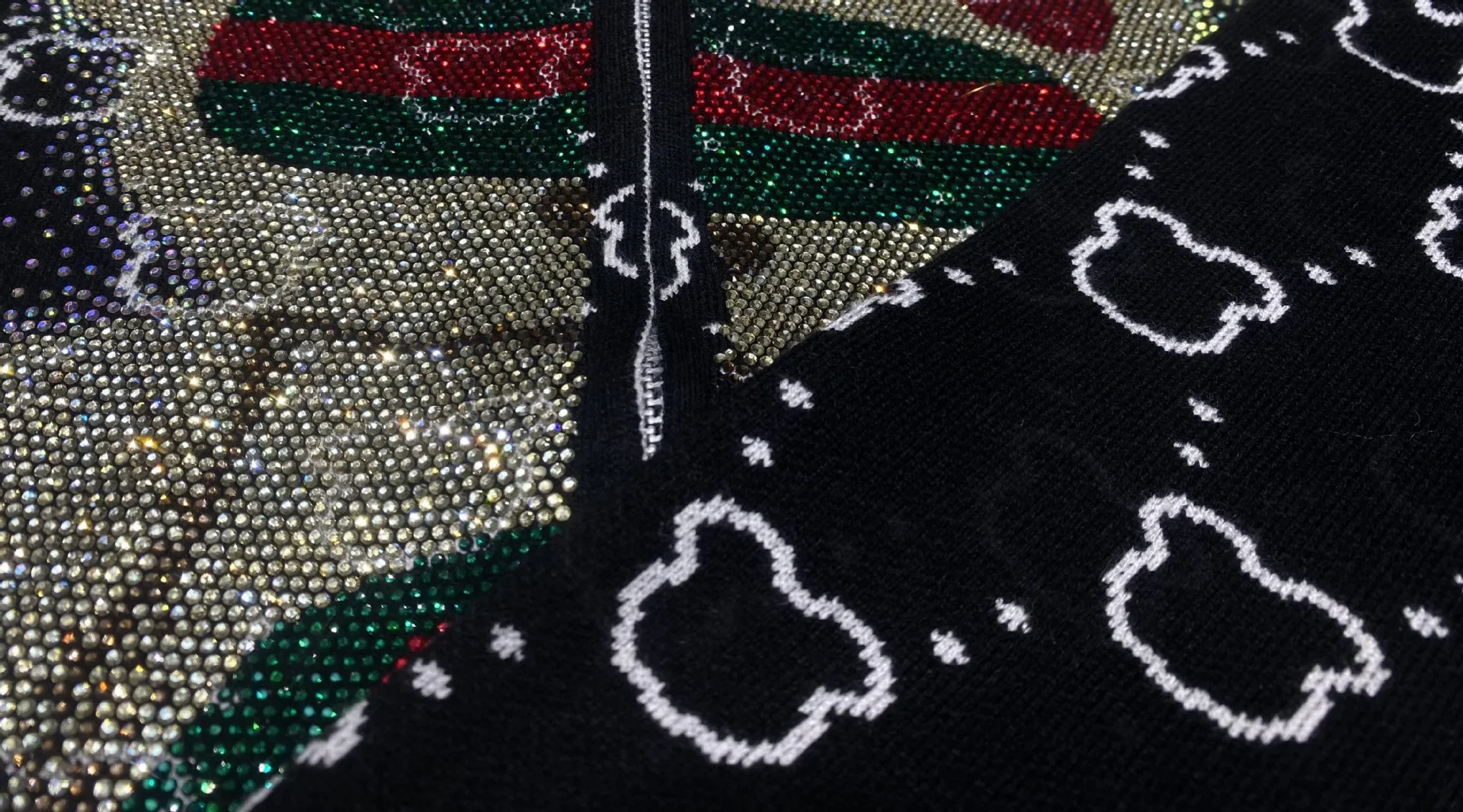 Moda urso diamantes lado listra calça define feminino outono agasalho com zíper camisola solta casual conjuntos de duas peças das mulheres outifits