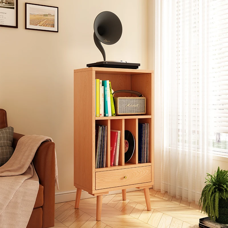 Solid wood record cabinet CD rack storage