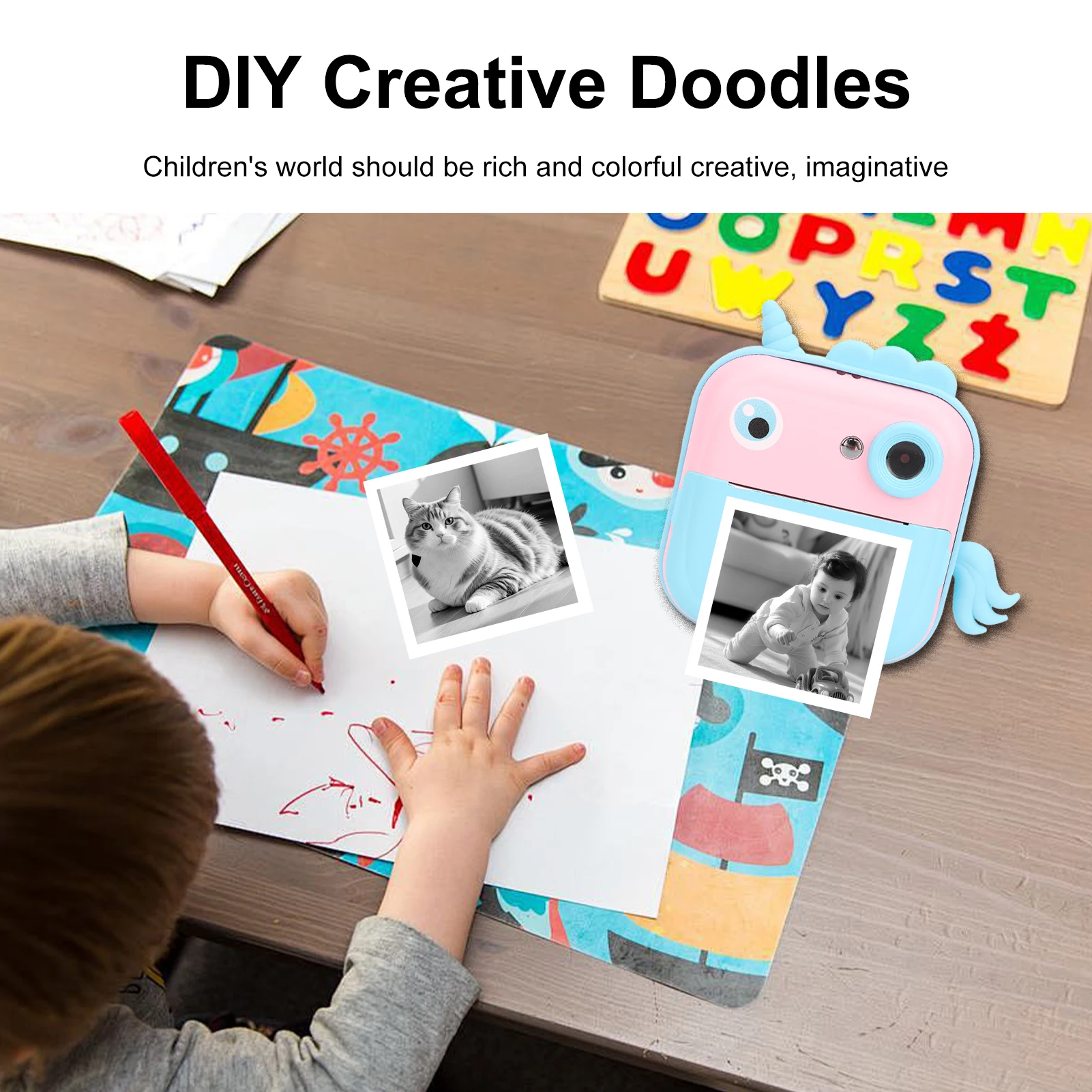 كاميرا أطفال كاميرا طباعة فورية 2.4 بوصة HD كاميرا فيديو رقمية للأطفال مع دعم تطبيق ورق الطباعة لعمر 3-14 سنة #2