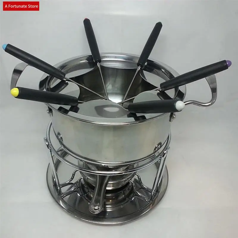 

Fondue Pot Set Fondue Pot Multipurpoise Outdoor Camping With 6 Sticks Stainless Steel Chocolate Cheese Fondue Pot-A78G