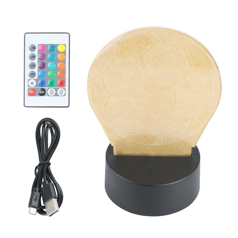 Football 3D Illusion Lamp, Football Gifts For Boys Girls, Night Light With 16 Colors Change Remote Control,Desk Lamp