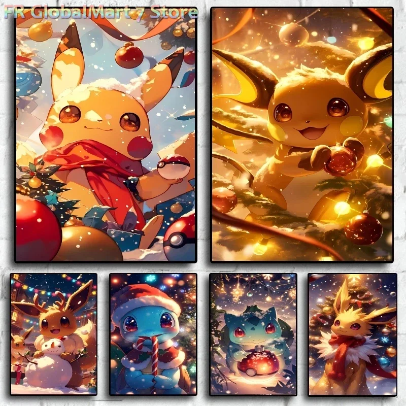 Japanese Classic Pokemon  Anime Poster Pikachu Canvas Painting Home Living Room Wall Decor Cartoon Picture Print Christmas Gi