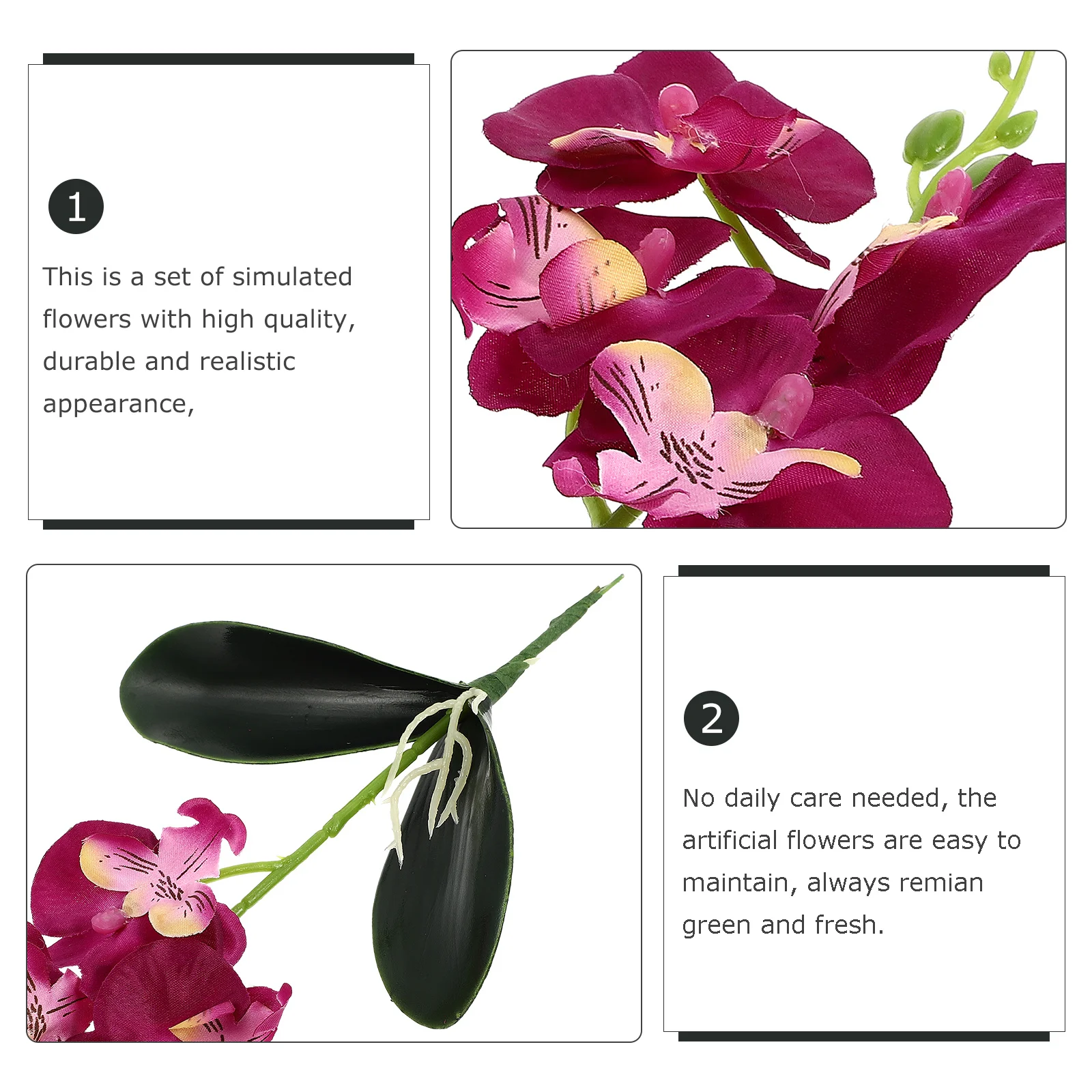 

3pcs Simulated Phalaenopsis Artificial Flower For Home Decoration Diy Mini Orchid Silk Plant Scene Layout Indoor Arrangement