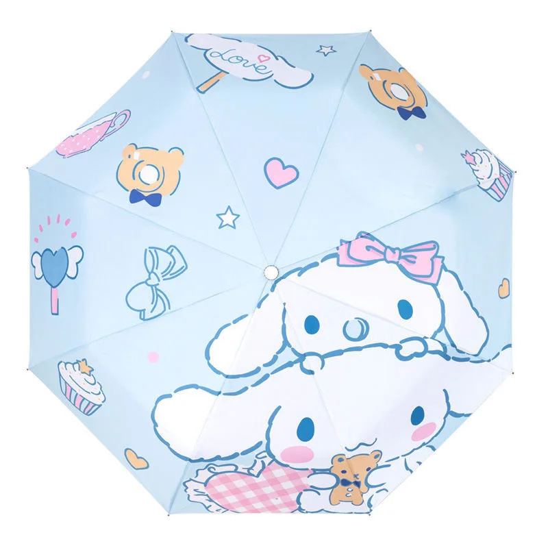 Parasol Sanrio Ochrona przeciwsłoneczna Ochrona przed promieniowaniem UV Słoneczny i deszczowy Podwójne zastosowanie Cinnamoroll Składany automatyczny zderzak z czarną powłoką Prezenty