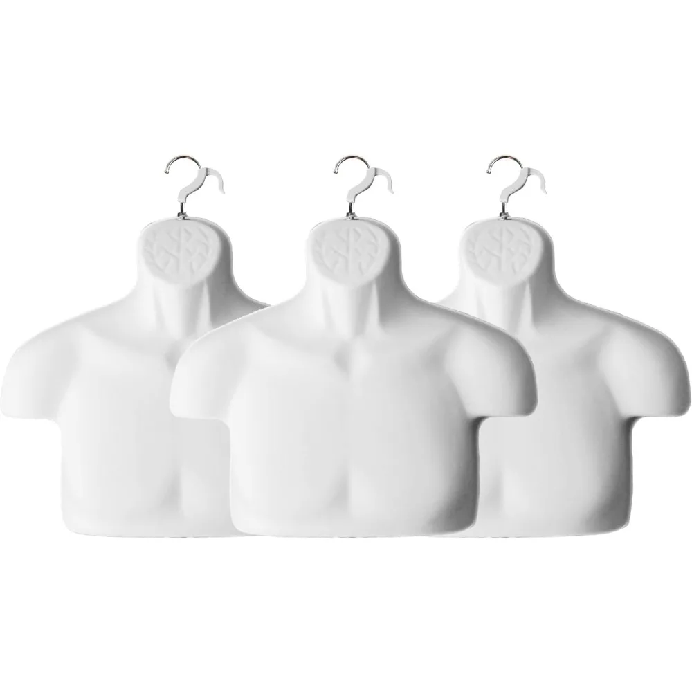 صندوق عارضة أزياء ذكر مع ظهر مجوف للتعليق، مصبوب حقن بلاستيكي، مقاس S-M، أسود، مثالي لعرض الملابس